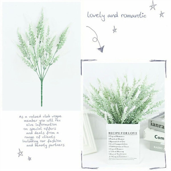 5 Grener Lavendel Kunstig Blomst Bryllup Hjem Dekorasjon 38cm Kunstig Plante Ører Romantisk Lilla Lavendel Flokk Vase White