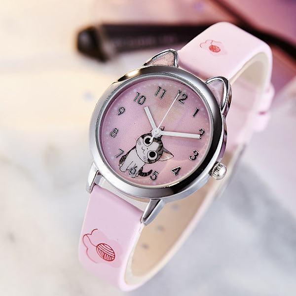 Adorkable Lille Ur Pige Dreng Bælte Mode Dame Elektronisk Quartz Ur Pink