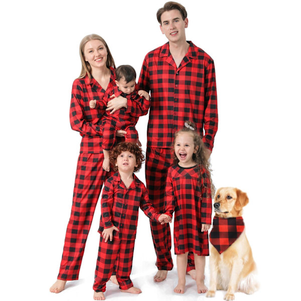 Julpyjamas Matchande Familj Pyjamas Bomulls T-shirt Byxor Älg Kvinnor Fäder Mamma Barn Kläder Set Girls 130