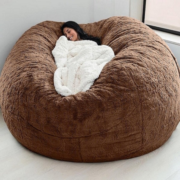 Big Bean Bag Soffa Puff No Filler Golvsits Futon Lazy Bäddsoffa Soffa Tatami Comfy Lounge Chair Vit White color 153cmx65cm