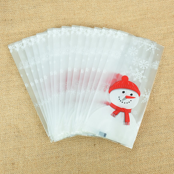 25/50 stk. Søde Snemand Plastik Gaveposer Slik Kage Bage Emballagepose Jul Nytår Vinterfest Dekoration Gaver 25pcs