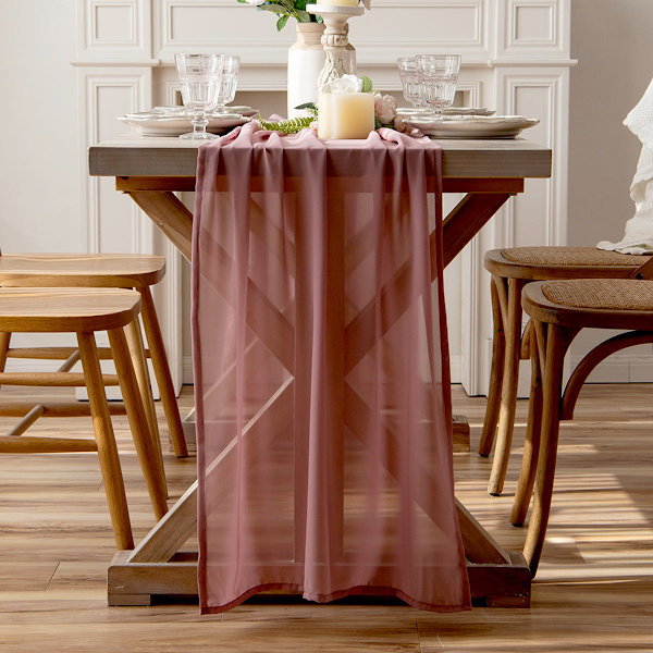 Sifonkinen pöytäliina valkoinen häät yksinkertainen hotellipöytä Juhlat juhlakoristelu pöytäliina Pöytäliina Love Pink 73*220cm