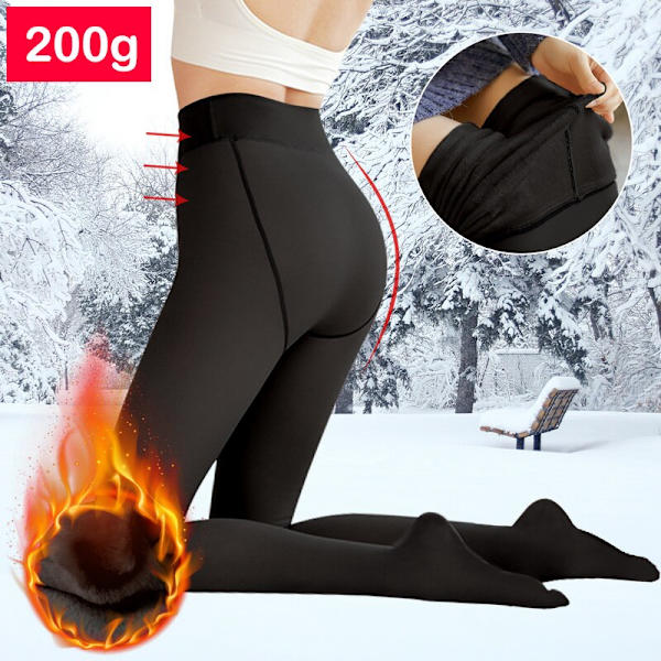 Vinter Varma Isolerade Tights Dam Leggings Elastiska Tjocka Fleece Tights Hög Midja Termiska Leggings Tights Hud-Transparent style 9-200g One Size