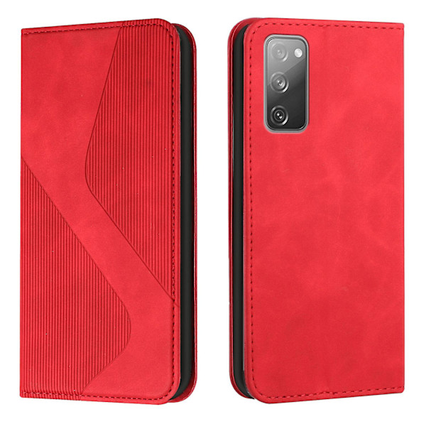 Samsung Galaxy S20 Fe -kotelo, PU-nahkainen läppäsuojus magneettisella sulkimella, lompakkokorttipaikat ja jalusta Red
