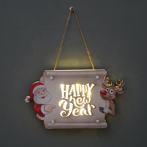 Juldekoration Dörrskylt LED-ljus Fest Samling Nyår Helg Rekvisita Väggdekorationer SD-02B small Happy new year