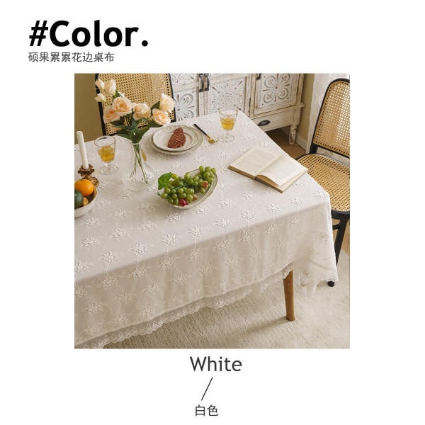 Amerikansk Bordsduk Ins Stil Ihålig Tredimensionell Broderad Rektangulär Bordsduk Konstnärlig Soffbordsduk Överdrag Handduk White 140 * 200cm