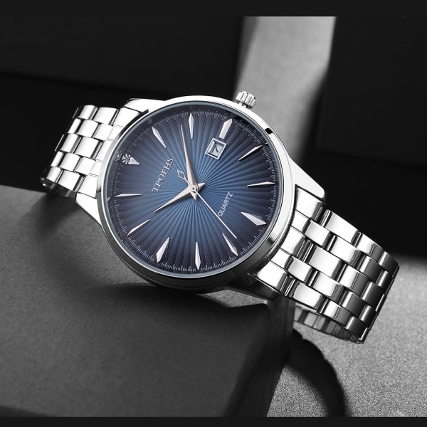 Merke Vanntett Herreklokke Stålreim Quartz Klokke Tik Tok Live Stream Kalender Business Herreklokke Silver Case white noodles