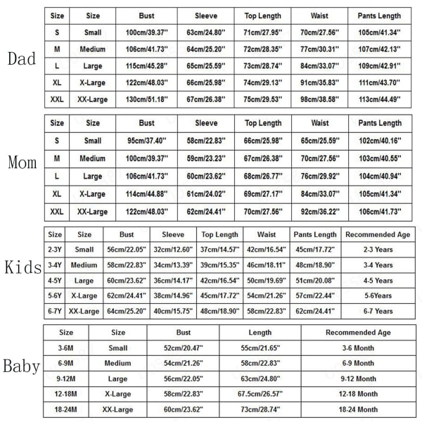 Julepysjamas Matchende Familiepysjamaser Pjs Mote Nattøy Rund Hals Trykte Pysjamas Sett Kids S