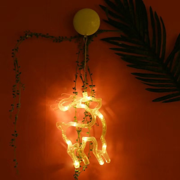 LED Jul Dekorativ Lampa Fönster Sugpropp Lampa Klocka Julgran Älg Jul Event Party Stämningslampa Love