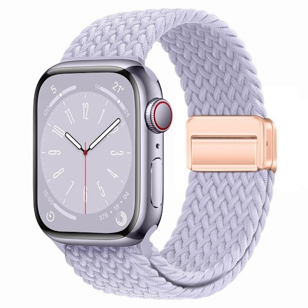 Kellon ranneke Apple Watch iWatch S1-S9: 38/40/41/S10: 42MM metallinen sisäpuolinen magneettisolki sumu violetti/vaalea violetti