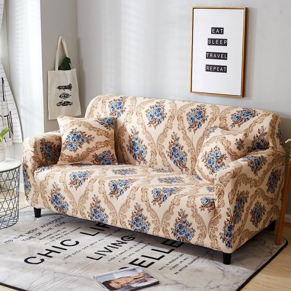 Retro Blomstret Strækbar Sofabetræk Alt-inkluderende Elastisk Slipcove Sofabetræk Stol Sofabetræk Green 1 Seater (90-140cm)