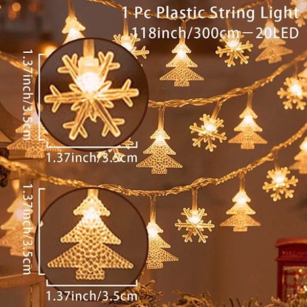 Juletræ Snefnug LED Lys Kæde Banner Juledekoration 2023 til Hjemmet Navidad Juletræsindretning Eventyrlys Vedhæng light style 3