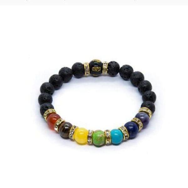 Pärlarmband för män Naturlig vulkanisk sten Pärla Tibetansk Buddha chakra Lavasten Diffuser Armband Herr Mode Nya Smycken Style 2