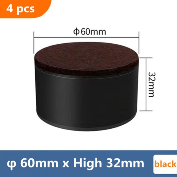 Multifunktionell Kvalitetsbord Soffa Höjd Fotplatta Golvskydd Möbelben Skrivbord Slitstarka Fötter Pads Matta 4st/lot black 60x32mm