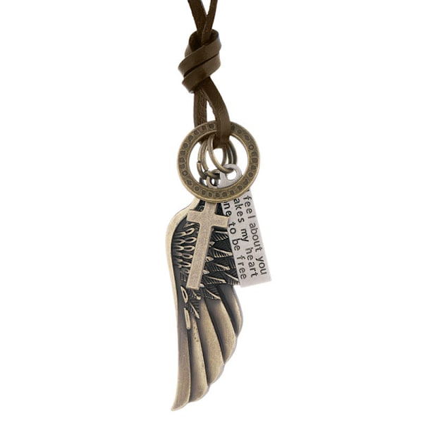 Halsband med Vingar Justerbart Enkelt Långt Herrhalsband Ancient silver