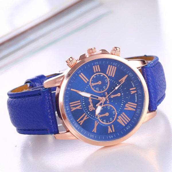 Watch Geneva Quartz Watch Armband Dammode Watch Skala Watch Blue