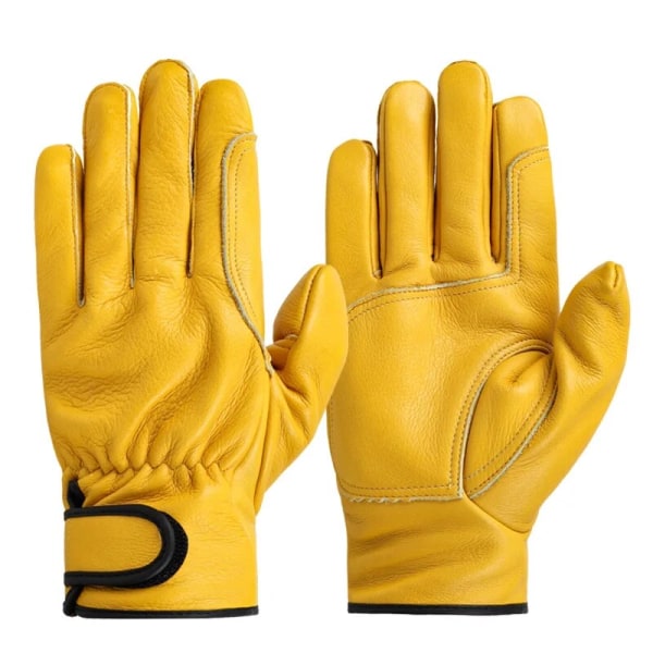 Arbetshandskar läderarbetare arbetar svetssäkerhetsskydd trädgårdssport motorcykelförare slitstarka handskar yellow 1 L