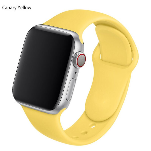 Silikonrem för Apple Watch Band 44mm 40mm 38mm 42Mm Correa Iwatch Serie Se 6 5 4 3 Armband Apple Watch Series 7 45mm 41mm Canary Yellow 38  40 41 mm M-L