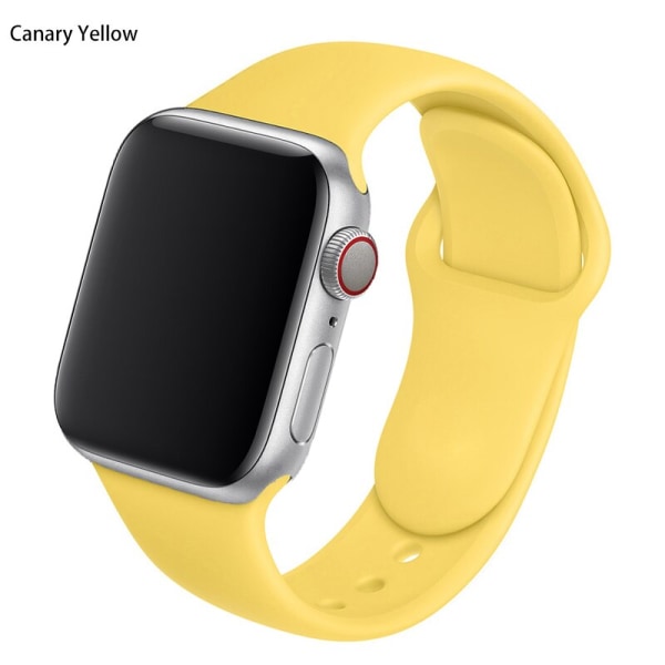 Silikonrem för Apple Watch Band 44mm 40mm 38mm 42Mm Correa Iwatch Serie Se 6 5 4 3 Armband Apple Watch Series 7 45mm 41mm Canary Yellow 42 44 45 mm S-M