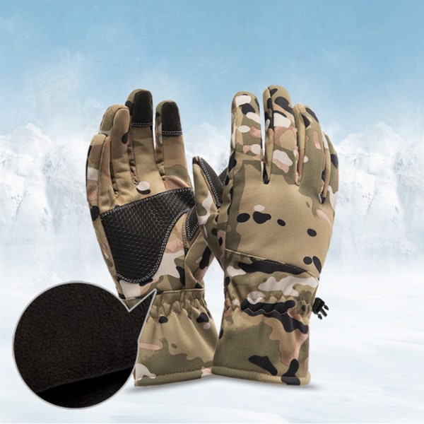 Talvikäsineet Lämpimät Vedenpitävät Liukumattomat Kalastuskäsineet Moottoripyöräkäsineet Talvi Camo Metsästys Hiihto Retkeily Käsineet Yellow XL