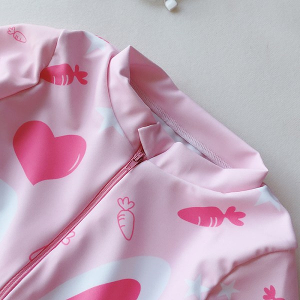 Baddräkt Heldräkt Spädbarn Långärmad Solskydd Baby Söt Kanin Prinsessa Flickor Badkläder Pink1 No. S (75-90cm)