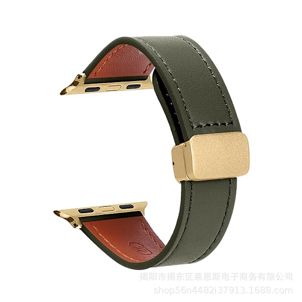Klockarmband för Apple Watch iWatch Passande storlek 38-40-41mm s10-42mm PG-avokadogrön-guldspänne Ai-shi magnetiskt vikspänne