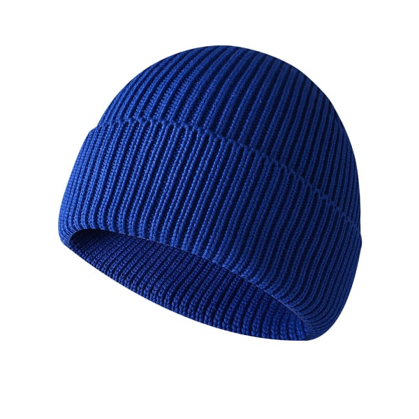 Strikket lue for menn Akryl og bomull Strikket lue Flens Vinter Utendørs Varm lue Par Strikket lue Sapphire Blue Adjustable