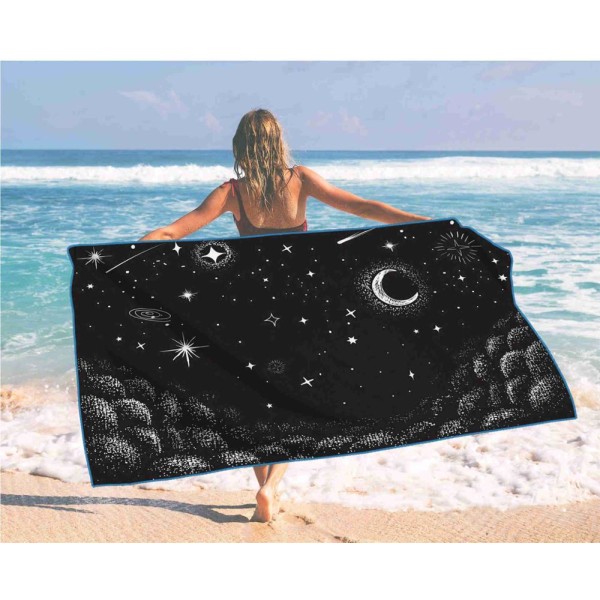 Coconut Tree Starry Sky Printed strandhandduk för vuxen Snabbtorkande Simning Surfdusch Handduk Resor Yoga Strandfilt 7 80x160cm