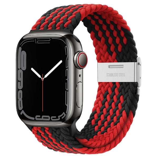 Kellon ranneke Apple Watch iWatch 42/44/45/49mm kaksoisosa Z-kuviolle musta ja punainen