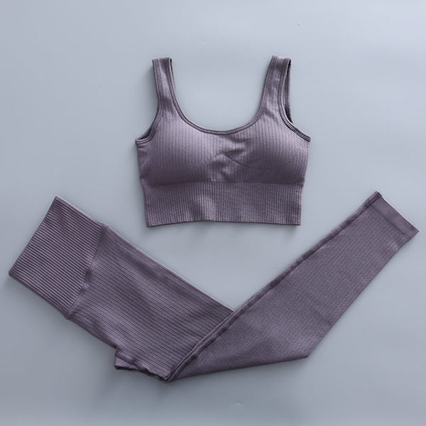 Joogasetti Naisten Kuntosalivaatteet Naisille Korkeavyötäröiset Joogahousut Verryttelypuku Naisten Fitness-vaatteet Bra Pants Purple M
