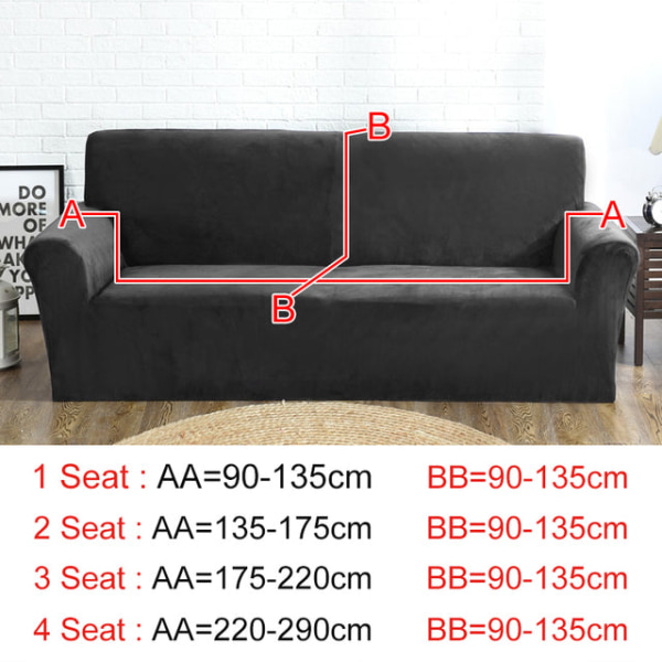 Sammet Plysch L-formad Sofföverdrag för Vardagsrum Elastiskt Möbel Sofföverdrag Schäslong Hörnsofföverdrag Stretch Dark gray Part A-A 90-135cm