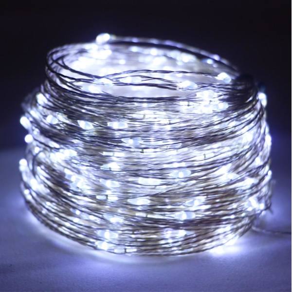 Utomhus LED Ljusslinga 10m 20m Fjärrkontroll Timer Batteri USB Trädgård Fairy Light För Hemfest Juldekoration Cool white USB 10M 100LED