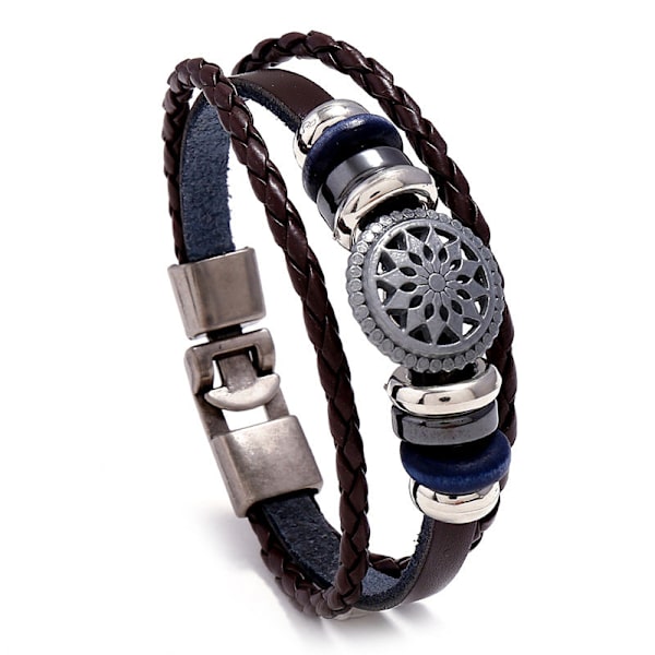 Vävda armband i nötskinn för män, enkla student- och par-smycken Black 20CM
