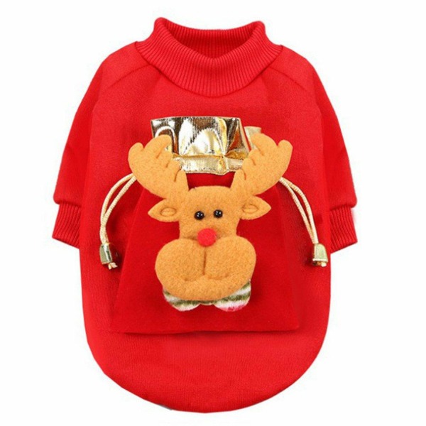 Solu Jul Hundkläder för Hundar Kappa Älgdräkt Vinter Halloween Kostym för Små Stora Hundar Husdjurskläder Outfit Red L
