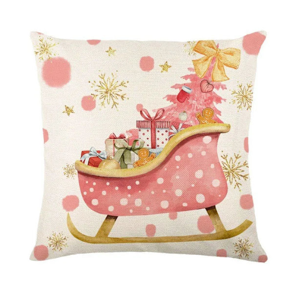 Merry Christmas Kuddfodral 45x45cm Prydnadskudde Vinter Juldekorationer för Hem Träd Hjort Soffa Kuddfodral 18