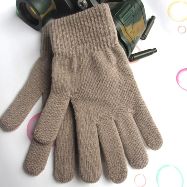 Vinter Dame Kasjmir Strikkede Hansker Høst Håndvarmer Tykk Fôring Hel Finger Votter Ski Korte Håndledd Hansker Khaki One Size