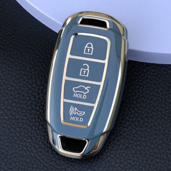 För Hyundai I30 Ix35 KONA Encino Solaris Azera Grandeur Ig Accent Santa Fe Palisade TPU Bilnyckel Fodral Nyckelskydd Nyckelring Black key ring A
