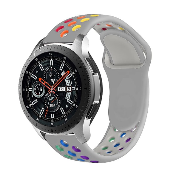 20mm 22mm ranneke Samsung Galaxy Watch 3 45mm 41mm Active 2 44mm Gear S3 silikoniranneke Huawei Watch GT 2 2e pro ranneke Grey rainbow 22mm watch band