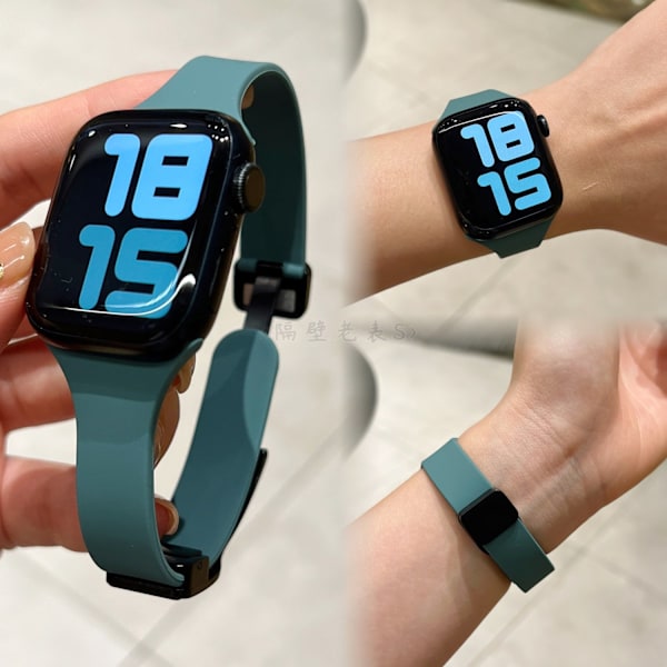 Klockarmband för Apple Watch iWatch 42MM S10 generation tallbarrsgrön tunn silikon magnetiskt spänne
