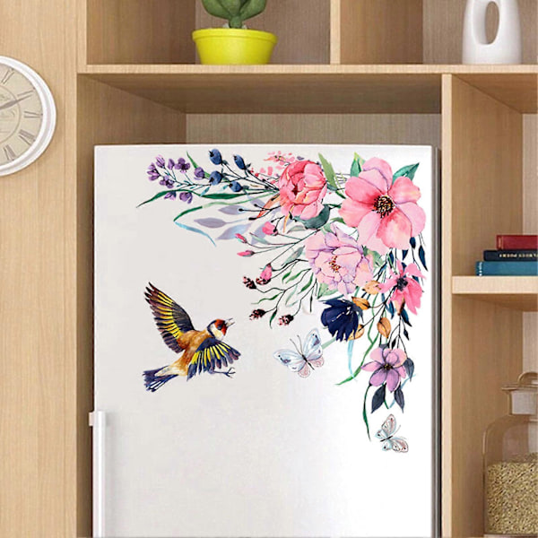 1 Set Dekorativ Toalettdekal Enkel Användning PVC Självhäftande Delikat Blomma Portabel Vägg Kylskåpsdekal för Daglig Användning 30 X 40cm 30 X 40cm