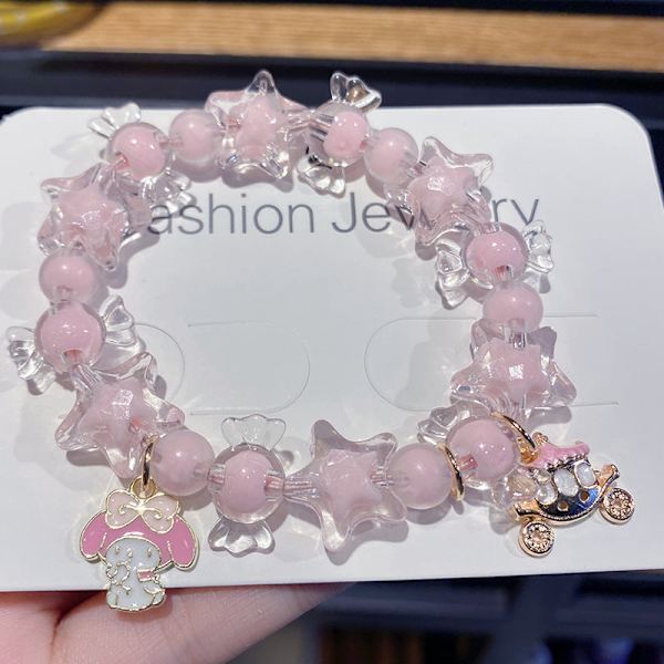 Koreansk Stil Ny Flickors Nisch Tecknad Armband Fräscha Barn Kristallpärlor Cinnamoroll Babycinnamoroll Student Smycken Blue StellaLou melody bracelet