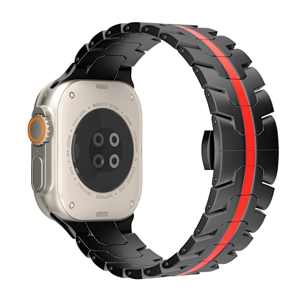 Klockarmband för Apple Watch iWatch 42/44/45/49mm svart och röd