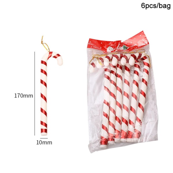6 st Jul Lollipop Polkagris Hänge Julgran Hängande Boll Ornament Juldekorationer för Hemmet 2024 Nyårspresent Set10