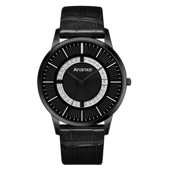 Watch Herrmode Enkel Watch i äkta läder Vattentät Student Quartz Watch An0504