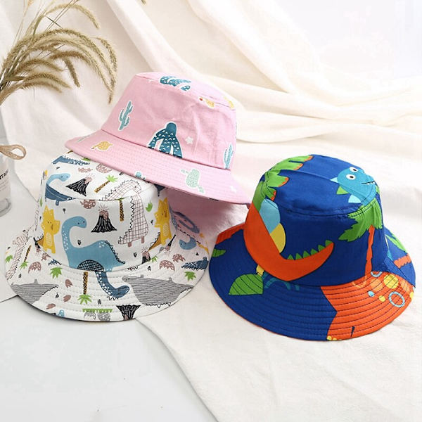 Baby Bucket Hatt Barn Sommarhattar för Pojkar Dinosaurie Tryck Panama Hatt Barn Fiskarhattar Flickor Strandhatt Casquette Cactus One Size(47-50cm)