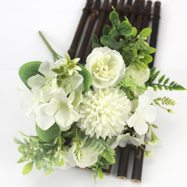 Rosa silkehortensia kunstige blomster bryllupsblomster til brud hånd silke blomstrende peon falske blomster hvit hjemmedekorasjon Purple