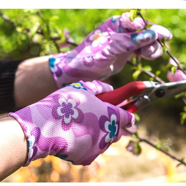 1/12 Par Arbeidsbeskyttelse Rengjøringsverktøy Hagearbeid Blomsterhagehansker Sklisikre Husholdningshansker Arbeidshansker red-1 pair
