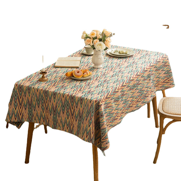 Amerikansk Ins Lätt Lyx Rektangulär Duk Chenille Tyg Jacquard Matbord Duk Vardagsrum Dekorativ Bordsmatta Posey geometry 90*140cm
