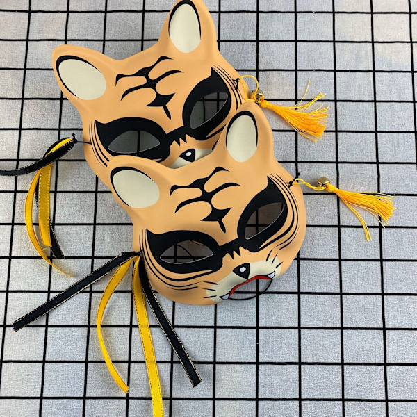 Japansk Mask Halv Ansikte Handmålad Katt Räv Mask Anime Demon Slayer Maskerad Halloween Festival Cosplay Rekvisita 27