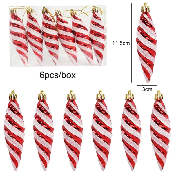 6 st Jul Lollipop Polkagris Hänge Julgran Hängande Boll Ornament Juldekorationer för Hemmet 2024 Nyårspresent Set9